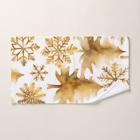 Snowflakes dorés et Gold Holiday Trees (Serviette à main)