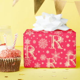 Snowflakes douane-initiaal voor uw cadeauontvanger cadeaupapier