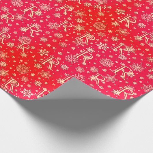 Snowflakes douane-initiaal voor uw cadeauontvanger cadeaupapier (Hoek)
