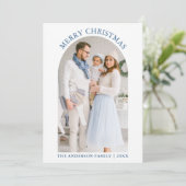 Snowflakes Dusty Blue Feestdagenkaart (Staand voorkant)