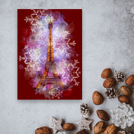 Snowflakes Eiffel Tower Paris Winterkerst Feestdagen Kaart