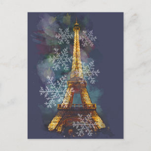 Snowflakes Eiffel Tower Paris Winterkerst Feestdagenkaart