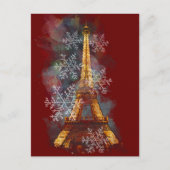 Snowflakes Eiffel Tower Paris Winterkerst Feestdagenkaart (Voorkant)