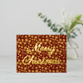 Snowflakes, elegant script bogundy folie feestdagen briefkaart (Staand Voorkant)