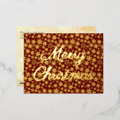 Snowflakes, elegant script bogundy folie feestdagen briefkaart (Voorkant / Achterkant)