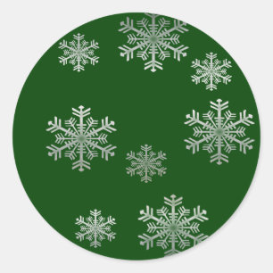 Snowflakes en argent sur vert - Stickers hiver