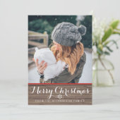 Snowflakes en bois rustique Carte de Noël photo (Debout devant)