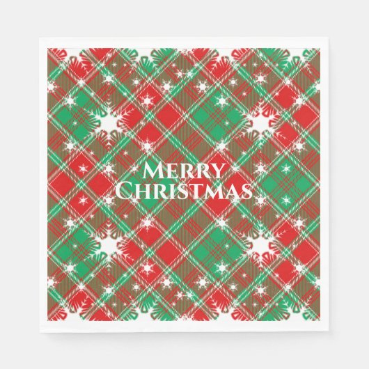 Snowflakes en geplatte rode, groene en witte kerst servet (Voorkant)