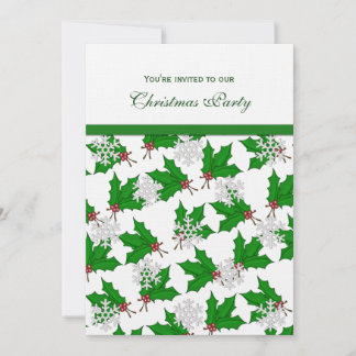 Snowflakes en Holly Party-uitnodigingen Kaart