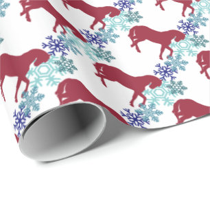 Snowflakes en kerstcadeaubonen voor paarden cadeaupapier