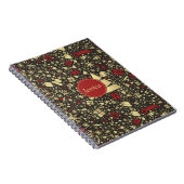 Snowflakes en sars met rode en gouden kerstbomen notitieboek (Rechterzijde)