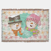 Snowflakes en Snowmen Holiday Throw Deken (Voorkant)