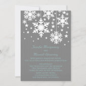 Snowflakes en sterweddenschap Invite, grijs Kaart (Voorkant)