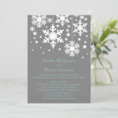 Snowflakes en sterweddenschap Invite, grijs Kaart (Staand voorkant)