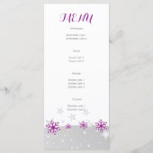 Snowflakes en violet & gris étoiles menu mariage (Dos)