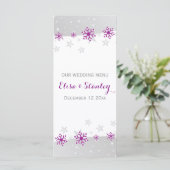Snowflakes en violet & gris étoiles menu mariage (Debout devant)