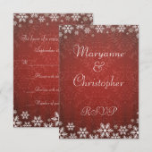 Snowflakes et Red Mariage damassé RSVP (Devant / Derrière)