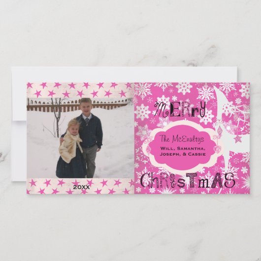 Snowflakes et Reindeer Carte photo de vacances (Devant)