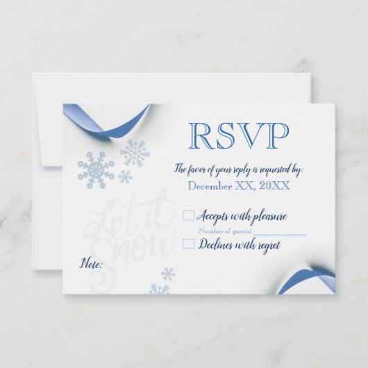 Snowflakes et rubans bleus RSVP (Devant)