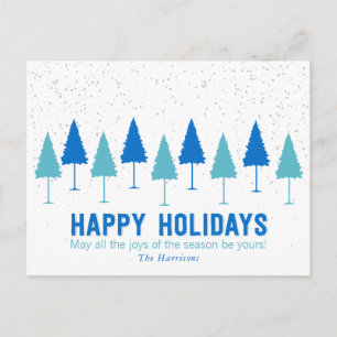Snowflakes et sapins de Noël Carte postale