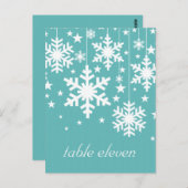 Snowflakes et Stars Table Carte postale, Turquoise (Devant / Derrière)
