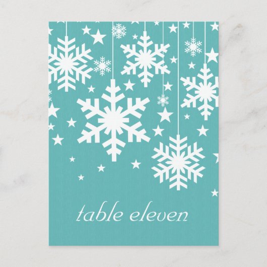 Snowflakes et Stars Table Carte postale, Turquoise (Devant)