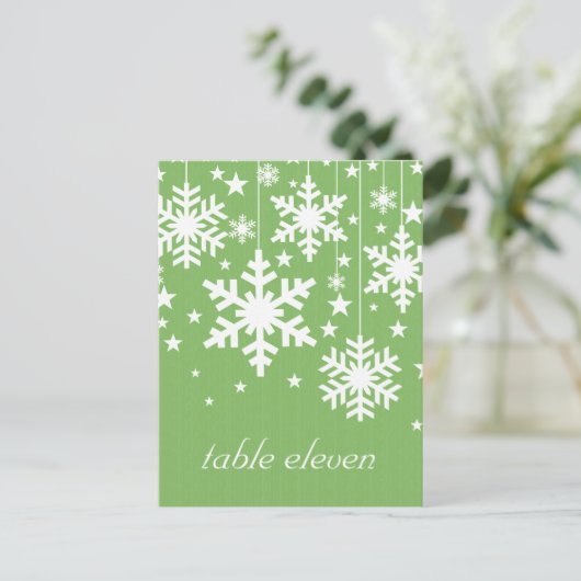 Snowflakes et Stars Table Carte postale, Vert (Debout devant)