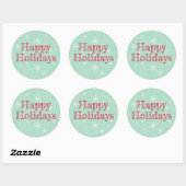 Snowflakes Falling, Mint Green, Prettige feestdage Ronde Sticker (Vel)