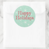 Snowflakes Falling, Mint Green, Prettige feestdage Ronde Sticker (Tas)