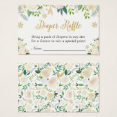 Snowflakes Floral Gold Baby shower Diaper Raffin (Devant & derrière)