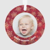 Snowflakes Foto rood acryl Ornament (achterkant)