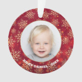 Snowflakes Foto rood acryl Ornament (voorkant)