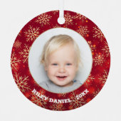 Snowflakes Fotorood Metalen Ornament (Voorkant)