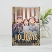 Snowflakes Frosted Holiday Carte photo Gold (Debout devant)