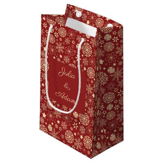 Snowflakes Gift Bag Klein Cadeauzakje (Voorkant Gekanteld)