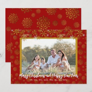 Snowflakes Gold Flat Christmas Famille Cartes phot