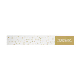 Snowflakes   Gold Holiday Label