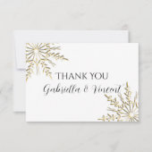 Snowflakes Gold Mariage d'hiver Merci Note (Devant)