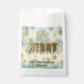 Snowflakes Gold Merry Kerstmis Bedankzakje (Voorkant)