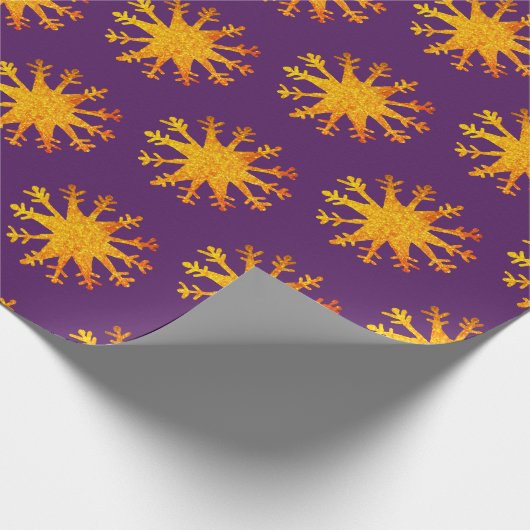 Snowflakes Gold Suns Cadeaupapier (Hoek)