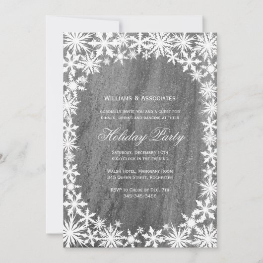Snowflakes & Granite Corporate Holiday Invitation (Devant)