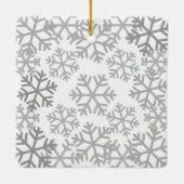 Snowflakes Gray-foto kerstversiering Keramisch Ornament (Achterkant)