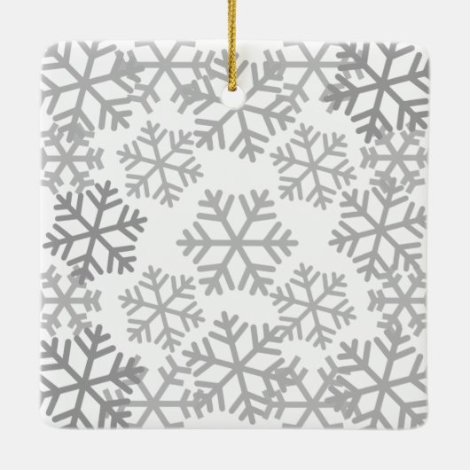 Snowflakes Gray-foto kerstversiering Keramisch Ornament (Achterkant)