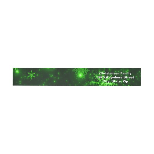 Snowflakes Green Background Wrap Adresetiketten Omwikkelbaar Adreslabel (Individueel)