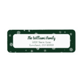 Snowflakes Green Holiday Etiket (Voorkant)