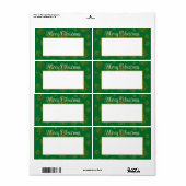 Snowflakes Green Kerstmis Verzendlabels Etiket (Full Sheet)