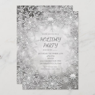 Snowflakes hiver Invitations Silver & White Party