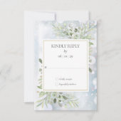 Snowflakes hiver Mariage vert RSVP (Devant)