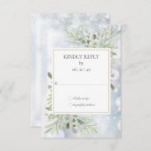 Snowflakes hiver Mariage vert RSVP (Devant / Derrière)