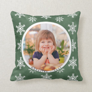 Snowflakes hiver Personnalisé Nom photo Coussin de